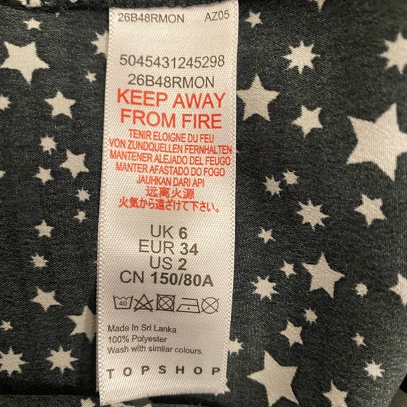 TOPSHOP beautiful blouse, with stars, size 2 petite - Picture 10 of 11